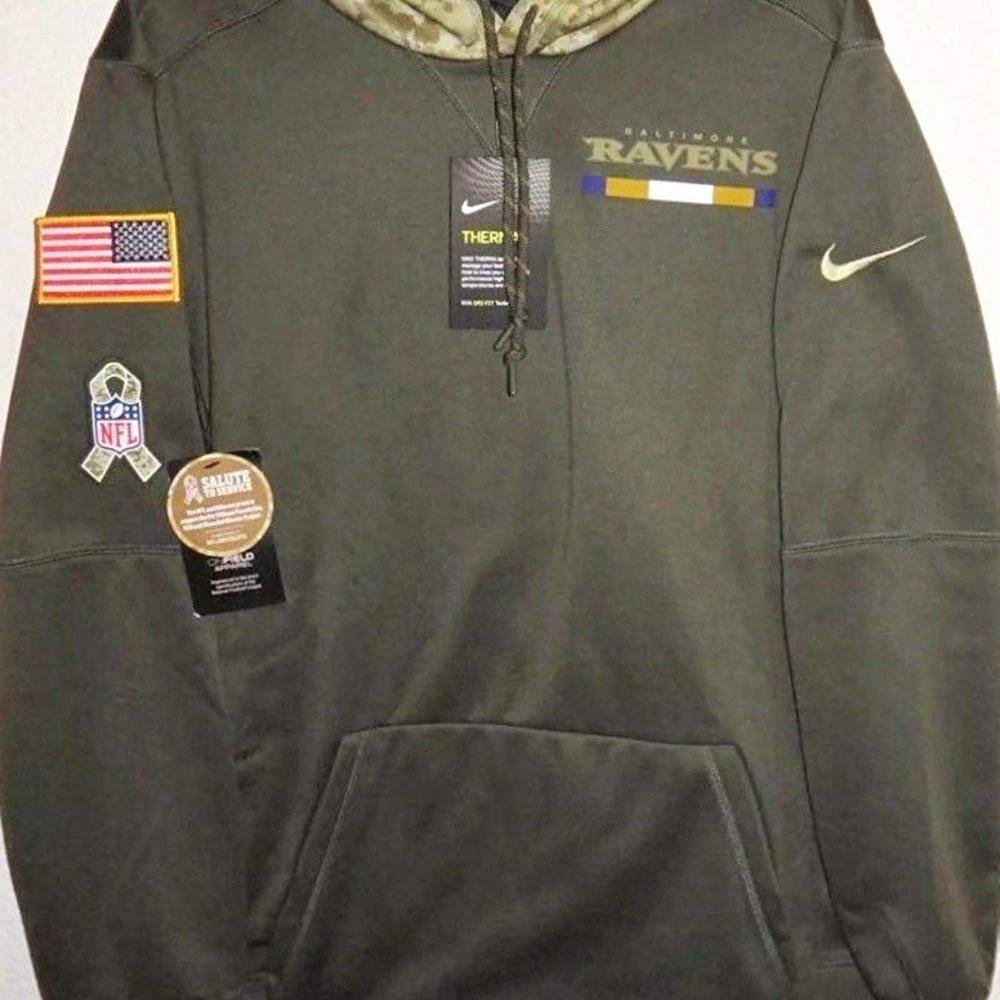 Nwt 100% Nike 2017 Baltimore Ravens Salute To Service Hoodie Sweatshirt NFL 17 - Picture 3 of 4
